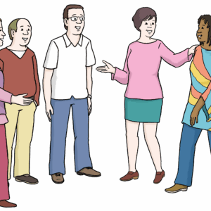 integration In einer Gruppe wird eine neue Kollegin begrüßt